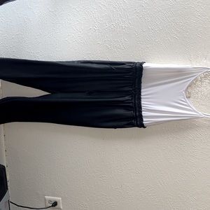 White/Black(faux leather) Jumpsuit